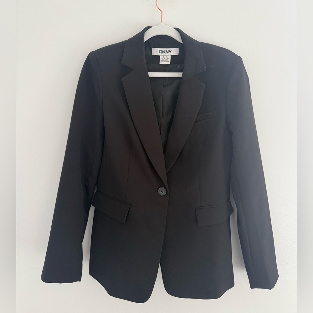 DKNY Black Tailored Blazer | Classic Single Button Suit Jacket | US 4 (S)